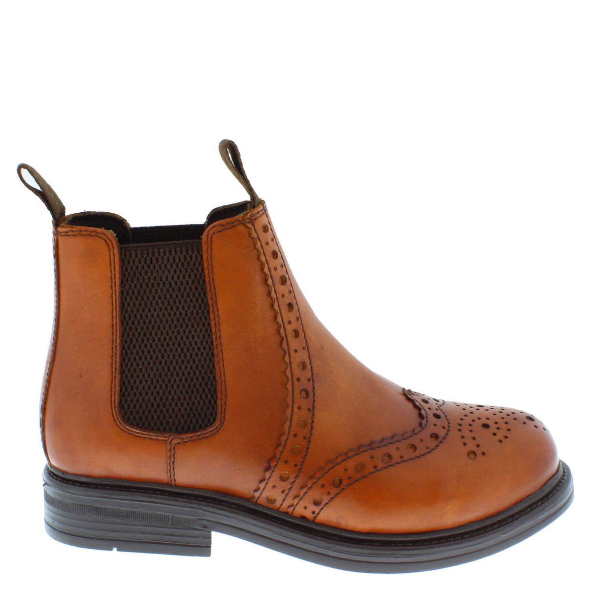 Frank James Wrexham Kids Leather Pull On Brogue Chelsea Boots