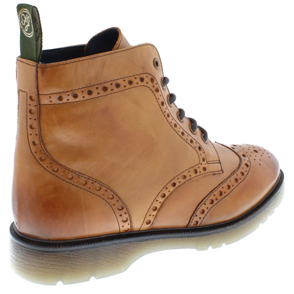 Frank James Men's Hammersmith Tan Lace Up Cushioned Sole Brogue Boots